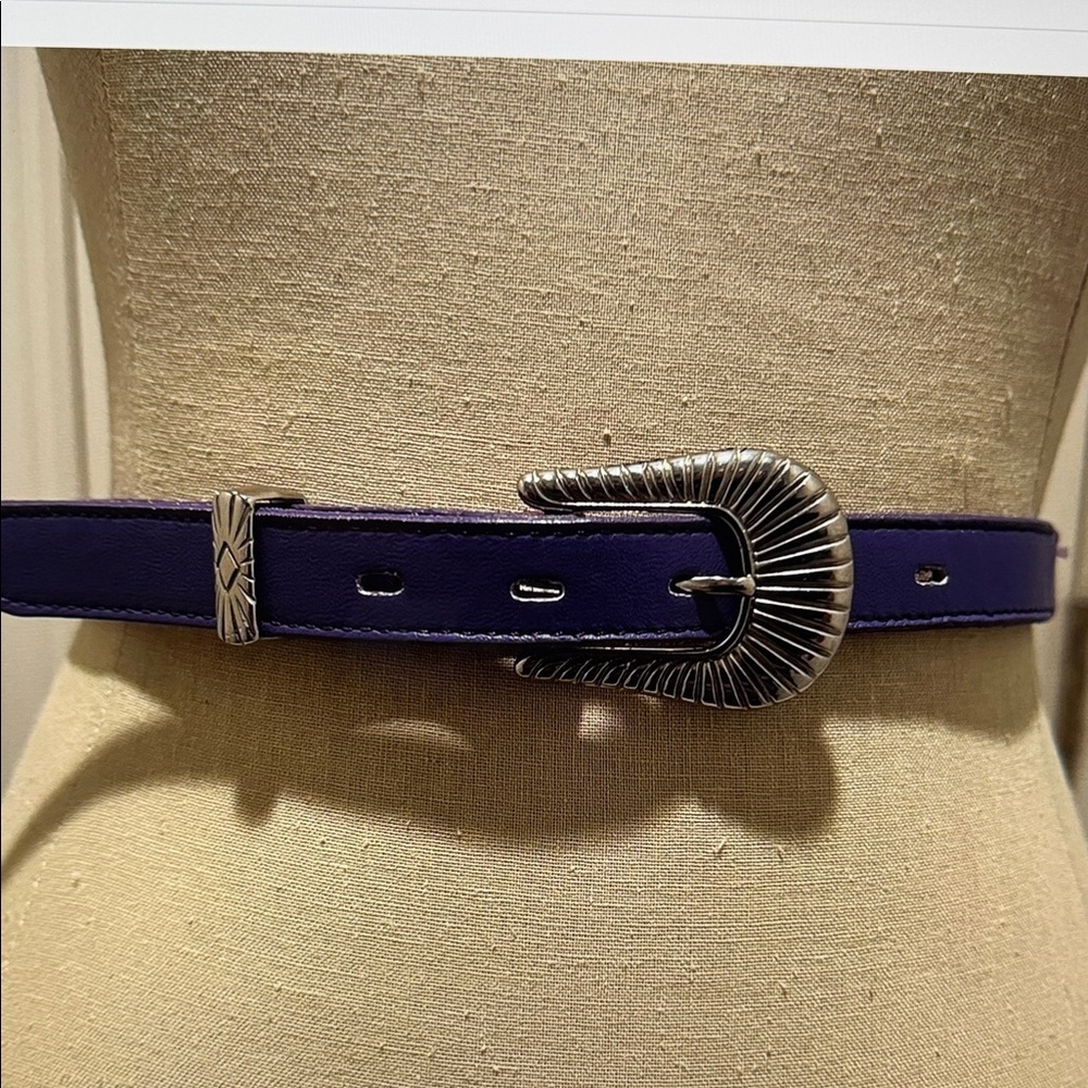 Nocona Purple Belt with Silver Buckle 26”